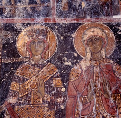Fresco na Igreja Bizantina de Agios Nikolaos, Maza, Creta, Grécia de J.B. and Brown J. Rowbotham