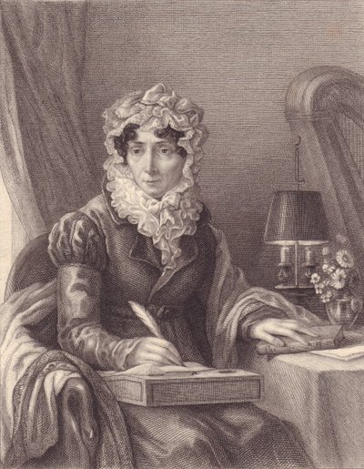 Retrato da escritora francesa Stephanie-Felicite Ducrest de Saint Aubin, Madame de Genlis (1746-1830), gravura de J.B. and Brown J. Rowbotham
