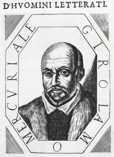 Retrato de Girolamo Mercuriale (1530-1606), médico e filósofo italiano, desenho a tinta de J.B. and Brown J. Rowbotham