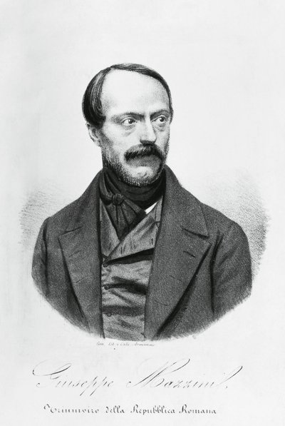 Retrato de Giuseppe Mazzini (1805-1872), patriota italiano, político, filósofo e jornalista, gravura de J.B. and Brown J. Rowbotham