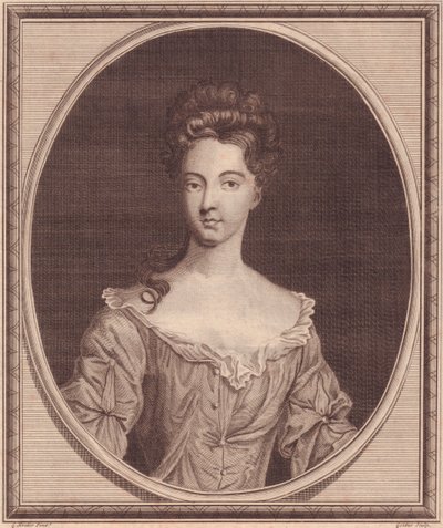 Retrato de Margaret Cecil, Condessa de Ranelagh (1672 ou 1673-1728), gravura em cobre de John Goldar (1729-1795) de pintura de G Kneller de J.B. and Brown J. Rowbotham