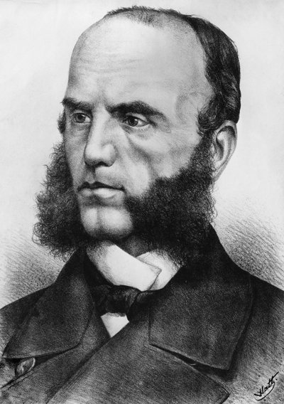 Retrato de Wilhelm von Tegetthoff (1827-1871), almirante austríaco, comandou as forças navais durante a Segunda Guerra Schleswig em 1864, e a Guerra Austro-Prussiana em 1866, gravura após desenho de Watt de J.B. and Brown J. Rowbotham