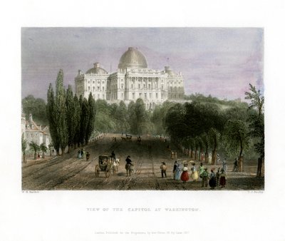 Vista do Capitólio em Washington, EUA, 1837. de CJ Bentley