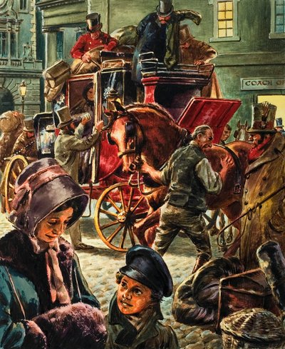 Uma carruagem de correio puxada por cavalos de C.L. Doughty