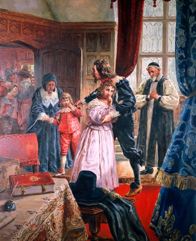 Carlos I - (1600-49) O Rei Mártir despedindo-se dos seus filhos (guache sobre papel) de C.L. Doughty