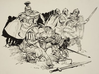 Morte do imperador Juliano (331-63) (guache sobre papel) de C.L. Doughty