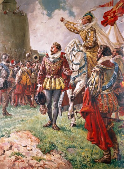 Isabel I (1533-1603) A Rainha Guerreira (guache sobre papel) de C.L. Doughty