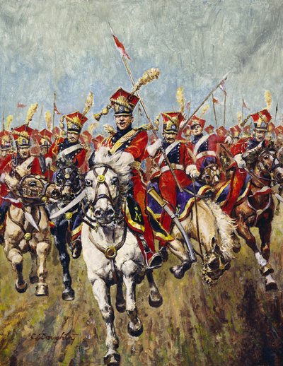Carga da cavalaria francesa (óleo sobre tela) de C.L. Doughty