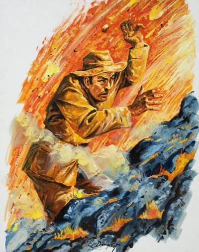 Na fornalha ardente (guache sobre papel) de C.L. Doughty