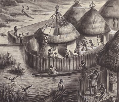 Moradores do lago em Glastonbury (guache sobre papel) de C.L. Doughty