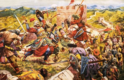 Soldados mongóis a atravessar a Grande Muralha da China de C.L. Doughty