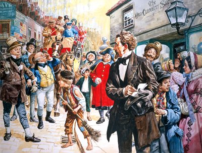 "Old Curiosity Shop" de Charles Dickens escrito em 1840-1 (guache sobre papel) de C.L. Doughty