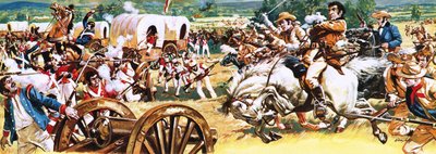 Sam Houston num cavalo branco a atacar os mexicanos de C.L. Doughty