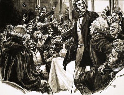 Thomas Huxley na plataforma de conferências de C.L. Doughty