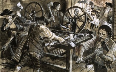 Os trabalhadores descarregam a sua raiva nas máquinas de C.L. Doughty