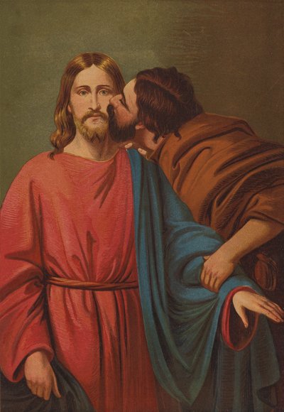 Judas traindo com um beijo (litografia a cores) de C.M. Gonne