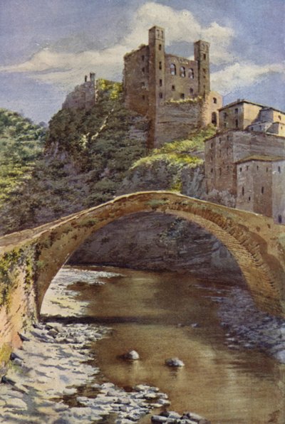 Castel Doria, Dolceacqua (lito colorido) de C.T.G. Formili