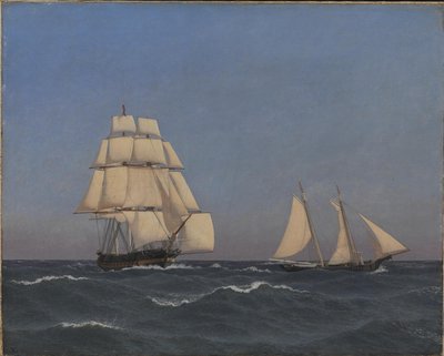 Um corsário superando uma fragata perseguidora de Christoffer Wilhelm Eckersberg