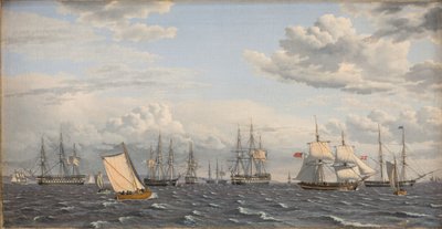 Uma frota russa em Anchor perto de Elsinore de Christoffer Wilhelm Eckersberg
