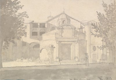Uma Seção da Via Sacra, Roma A Igreja dos Santos Cosme e Damião, 1814-15. de Christoffer Wilhelm Eckersberg