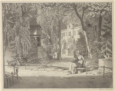 Nos túmulos de Descartes e Conde no Jardim Elysée des Petits Augustins, Paris de Christoffer Wilhelm Eckersberg