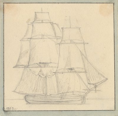 Um brigue com um traquete no topo principal. de Christoffer Wilhelm Eckersberg