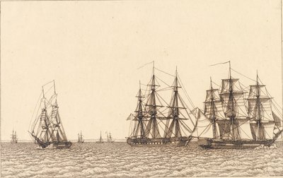 Um brigue navegando. Ilustração para "Perspectiva linear", Placa IXb de Christoffer Wilhelm Eckersberg