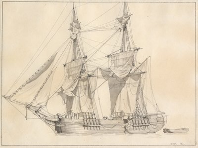Um brigue seca as velas de Christoffer Wilhelm Eckersberg