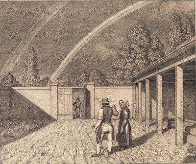 Um arco-íris duplo. Ilustração para "Perspectiva linear", Placa V de Christoffer Wilhelm Eckersberg