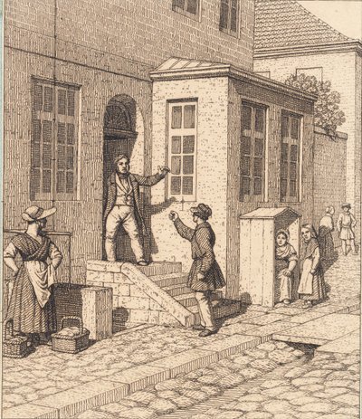 Uma cena de rua. Ilustração para "Perspectiva linear", Placa VII de Christoffer Wilhelm Eckersberg