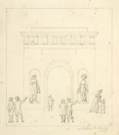 Um arco triunfal em primeiro plano, figuras de espaço reservado de Christoffer Wilhelm Eckersberg