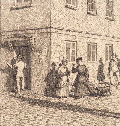 Uma esquina. Ilustração para "Perspectiva linear", Placa VII de Christoffer Wilhelm Eckersberg