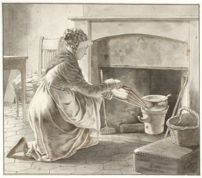 Comida é Preparada. A anfitriã de Eckersberg em Paris (?) de Christoffer Wilhelm Eckersberg