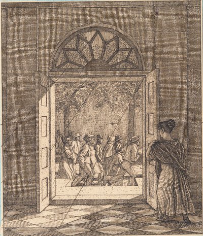 De uma sala da frente. Ilustração para "Perspectiva Linear", Placa VI de Christoffer Wilhelm Eckersberg