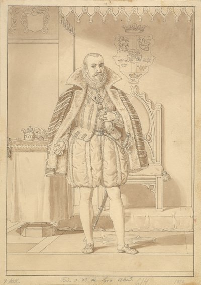 Frederik II em traje de coroação. de Christoffer Wilhelm Eckersberg