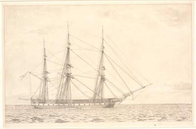 A fragata Freia ancorada. de Christoffer Wilhelm Eckersberg