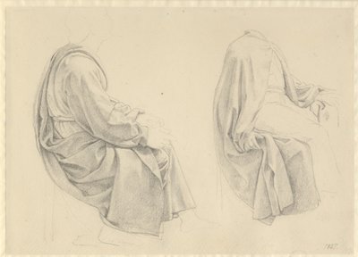 A Última Ceia - estudo de cortinas para dois dos apóstolos. de Christoffer Wilhelm Eckersberg
