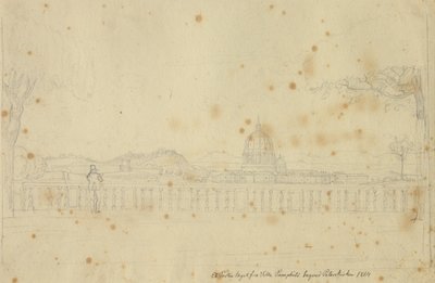 Lote da Villa Pamphili em direção à Igreja de São Pedro. de Christoffer Wilhelm Eckersberg