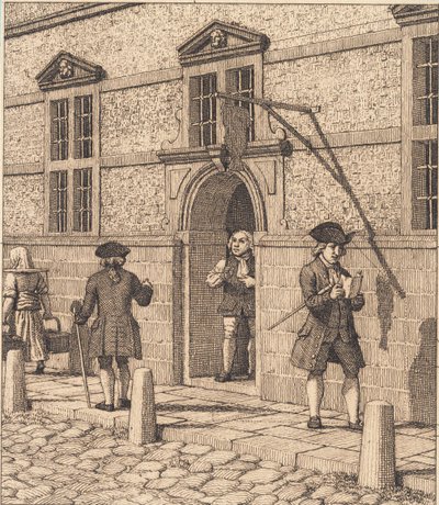 Lote em torno de um portal da bolsa de valores. Ilustração para "Perspectiva Linear", Placa VI de Christoffer Wilhelm Eckersberg