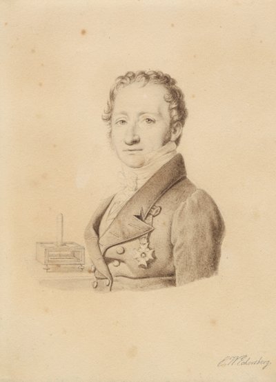 Retrato do físico norueguês Christoffer Hansteen. Busto imagem en face t.v. de Christoffer Wilhelm Eckersberg