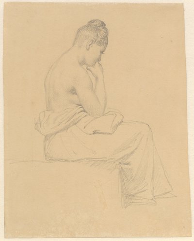 Modelo feminino sentado visto de costas. de Christoffer Wilhelm Eckersberg
