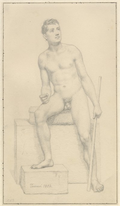 Modelo masculino nu sentado. de Christoffer Wilhelm Eckersberg
