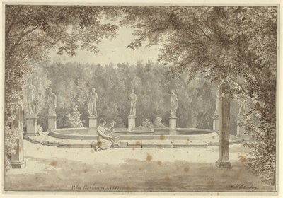 A fonte no jardim do Palazzo Barberini, Roma de Christoffer Wilhelm Eckersberg