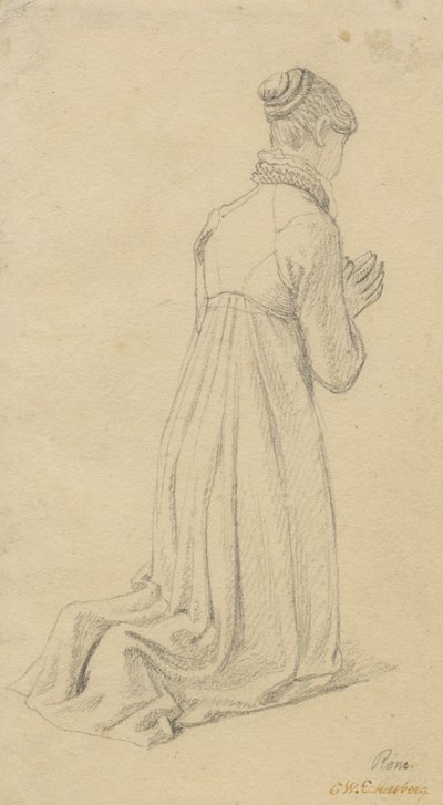 Estudo de uma mulher ajoelhada. de Christoffer Wilhelm Eckersberg