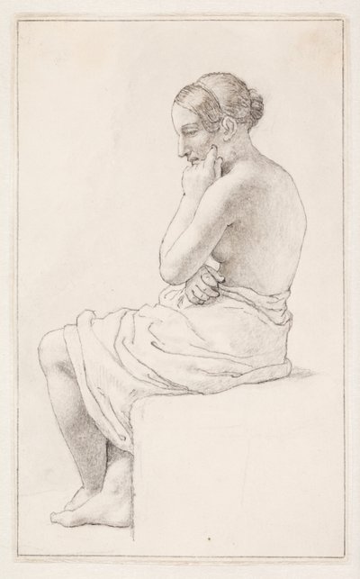 Estudo de uma mulher seminua sentada de Christoffer Wilhelm Eckersberg