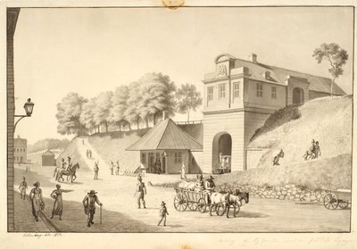 Vista ao longo da muralha em direção a Nørreport, vista de dentro de Christoffer Wilhelm Eckersberg