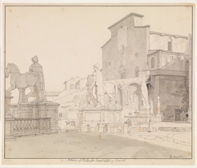 Vista do Campidoglio e Santa Maria em Aracoeli, Roma de Christoffer Wilhelm Eckersberg