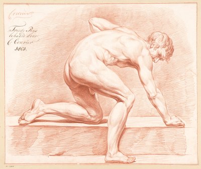 Nu masculino ajoelhado, vista lateral (2º prêmio 1801) de C. Courier