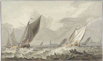 Zuiderzee com Medemblik à frente de C. Dietrich (prentmaker)