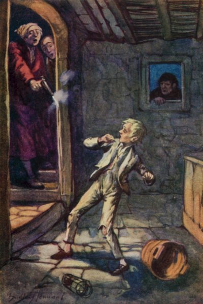 Ilustração para Oliver Twist de Charles Dickens (cor litho) de C. Dudley (after) Tennant